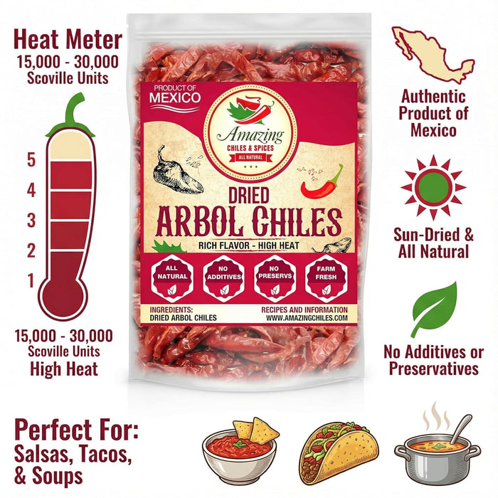 Chile De Arbol Peppers Dried Whole